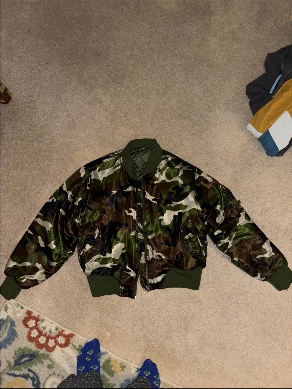 Camo Bomber Jacket - Olive Green Camouflage